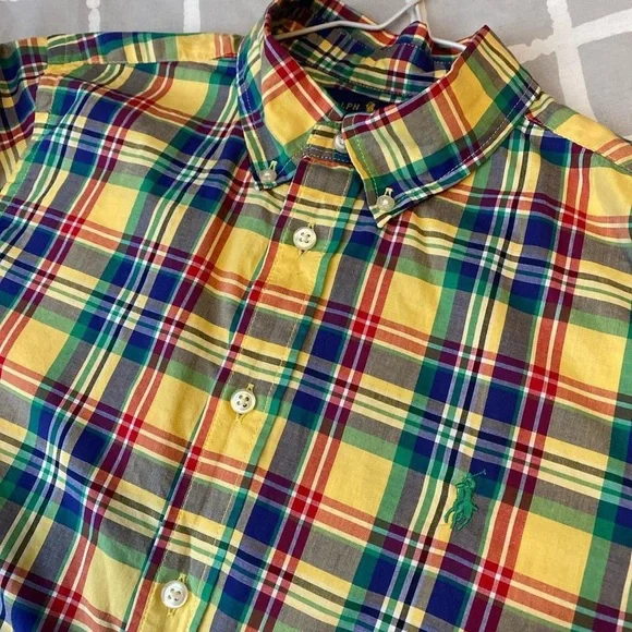 Polo Ralph Lauren yellow multicoloured checkered shirt XS - Picture 3 of 3